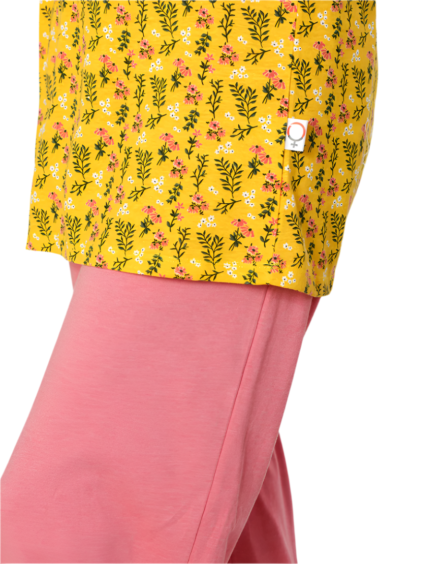 Losha Baumwoll-Print-Top und Pyjama-Set – Gelb