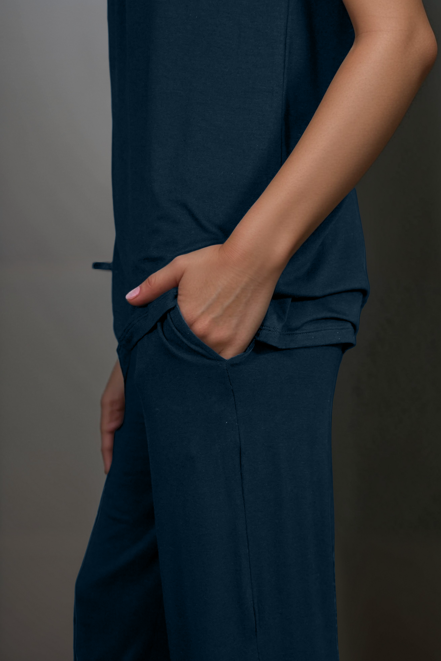 Zweiteiliges Pyjama-Set aus Baumwoll-Viscose – Navy