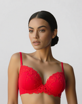 Leicht gepolsterter Bügel-BH mit passender Panty – Rot