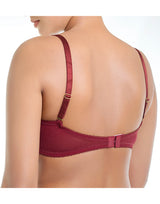 ZEN Series lightly padded underwire bra with low back and swan hook straps – Merlot