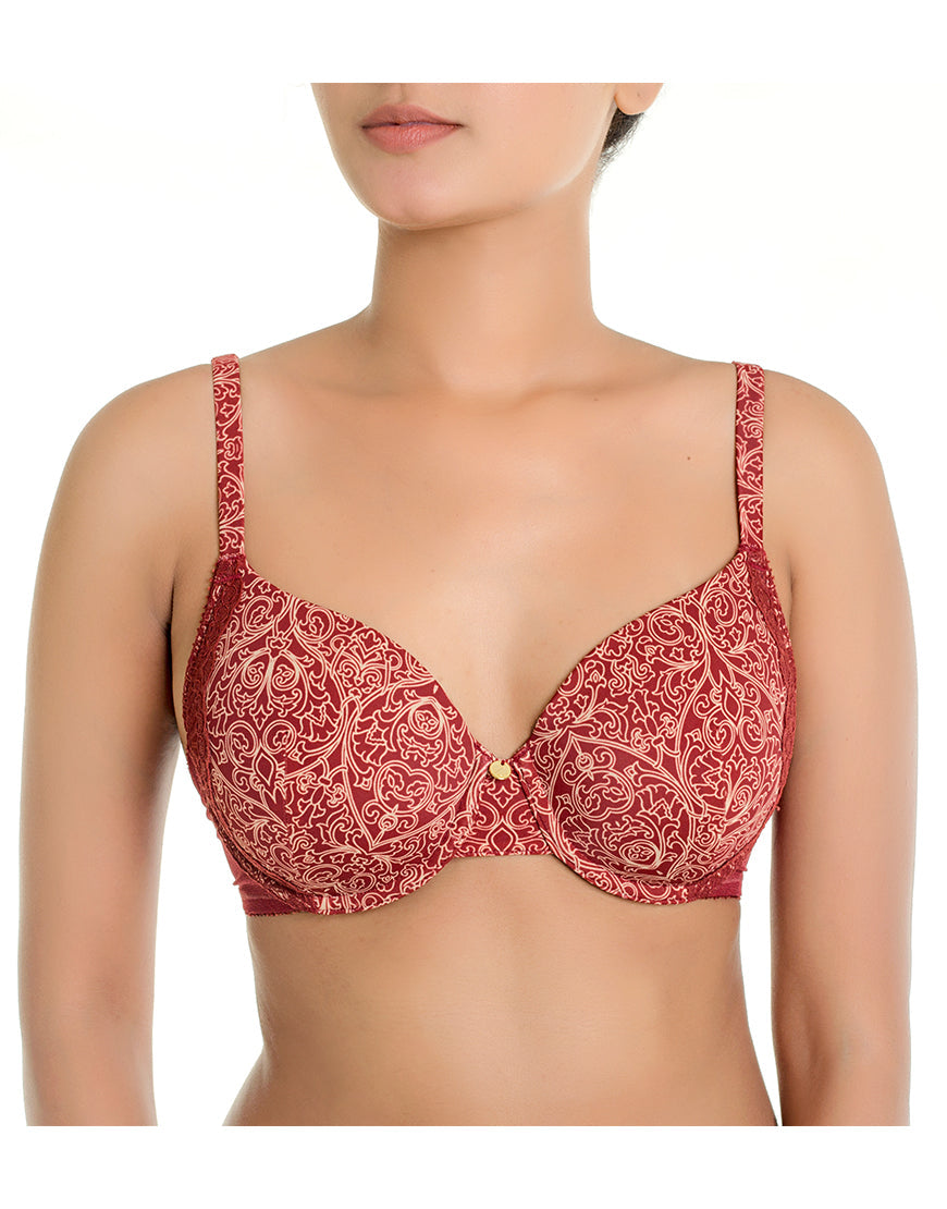 ZEN Series lace bra with underwire, super soft, lightly padded cups – Merlot
