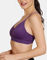 Lightly padded wireless T-shirt bra – plum