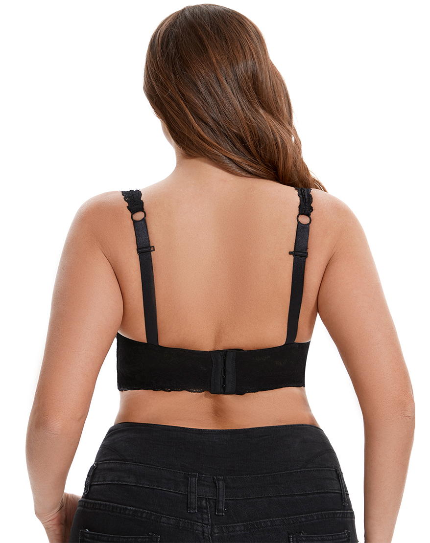 Losha Curvy Double Layered All-Over Lace Bralette – Black