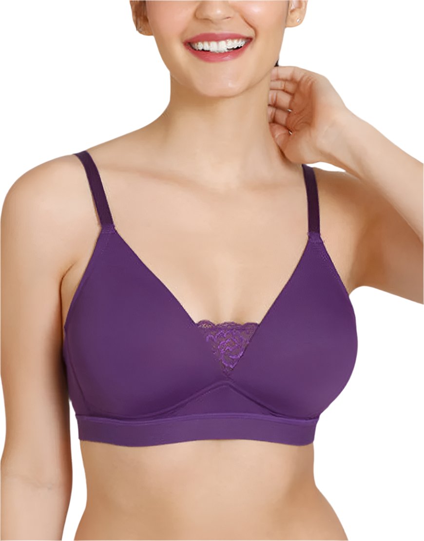 Lightly padded wireless T-shirt bra – plum