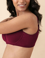 Seitlich glättender, bio-gewaschener, antibakterieller Baumwoll-T-Shirt-BH ohne Bügel – Kastanienbraun