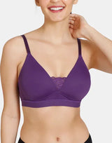 Lightly padded wireless T-shirt bra – plum