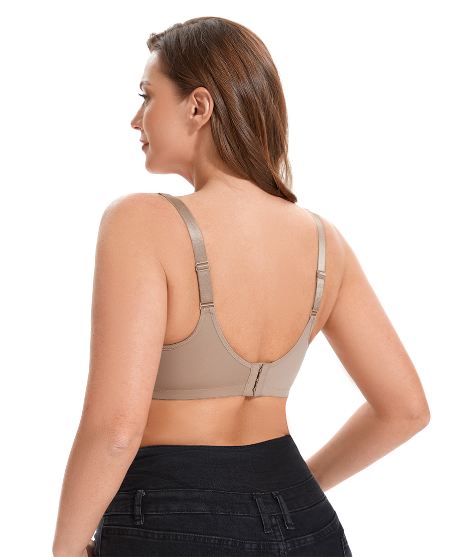 Losha Curvy Double Layer Minimizer Underwire Bra with Lace Detail – Beige