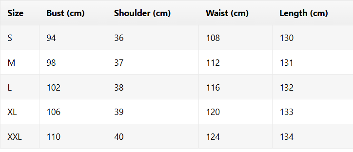 Size chart for Ellie | Spring Dress