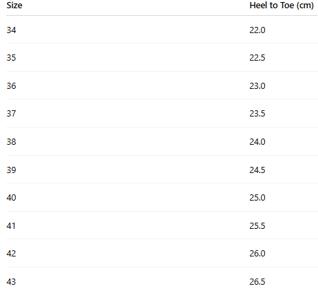 Size chart for Scarlett – Orthopädische Stiefel