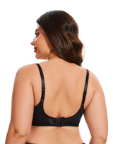 Losha Curvy Vollspitzen-Cup doppellagiger Bügel-BH – Schwarz