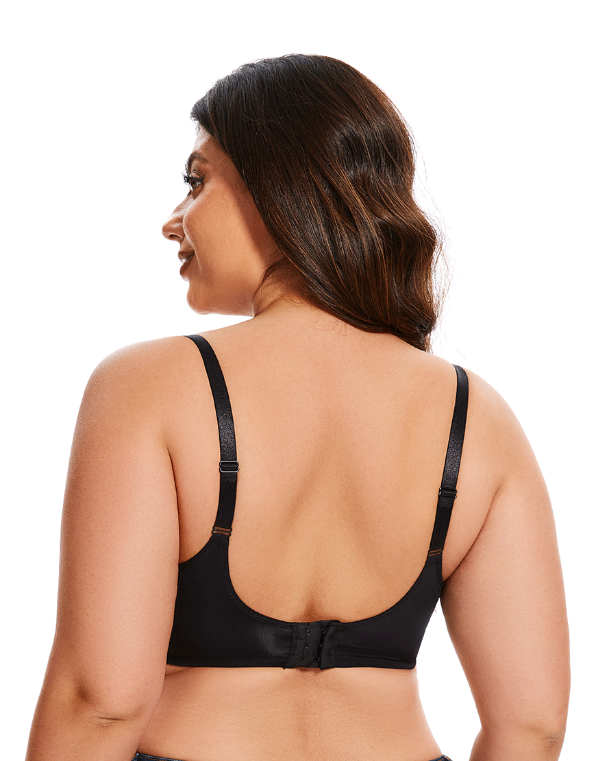 Losha Curvy Full Lace Cup Double Underwire Bra – Black