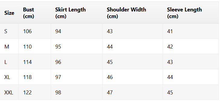 Size chart for Lola | Patterned Spring Dress