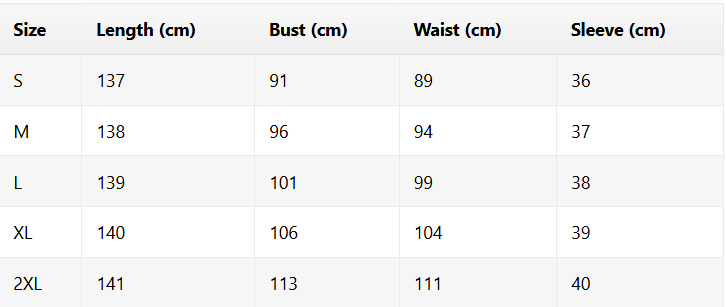 Size chart for Dana | Boho Tummy Coverage Dress