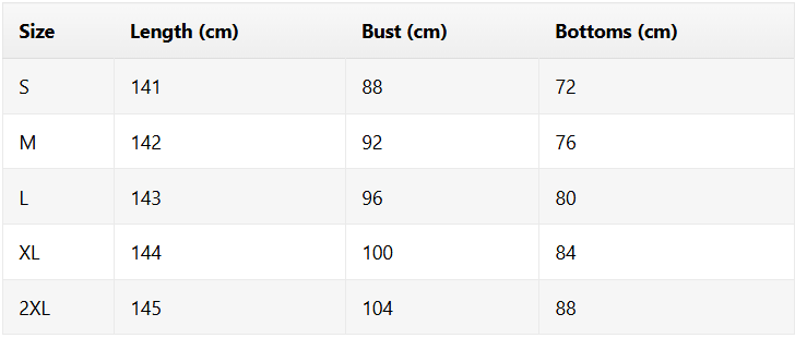 Size chart for Adeline | Stylish summer dress