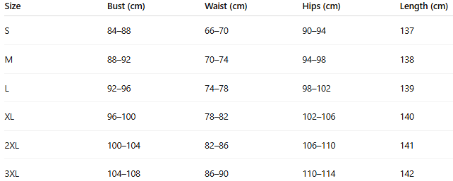 Size chart for Luciana™ | Gradient summer dress