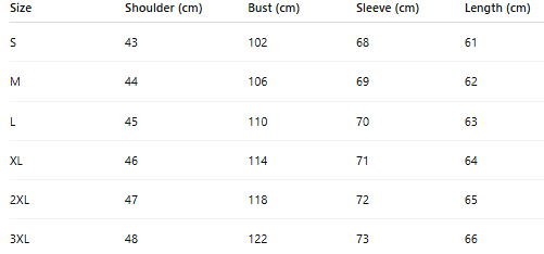 Size chart for Brielle™ | Chic high-neck sweater