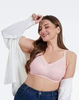 Plus Quattro Support Full-Coverage Wirefree Bra with Side Shaping Panels - QUARTZ PINK