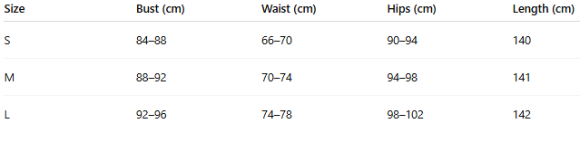 Size chart for Serena™ | Long Dress 