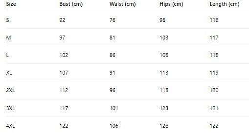 Size chart for Jayne | Tummy Coverage Dress