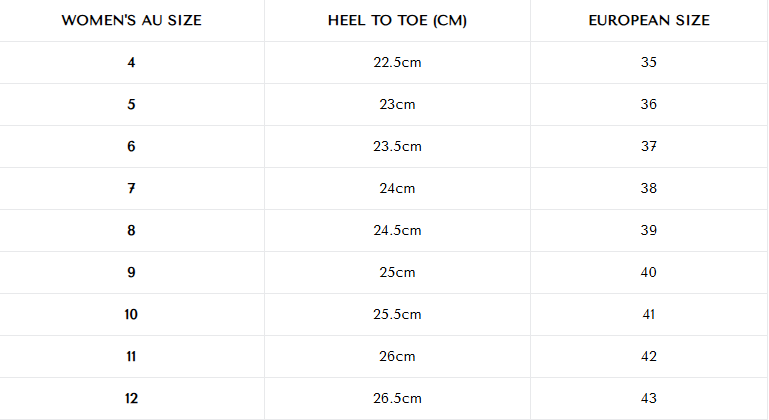 Size chart for Gemma – Orthopädische Stiefel