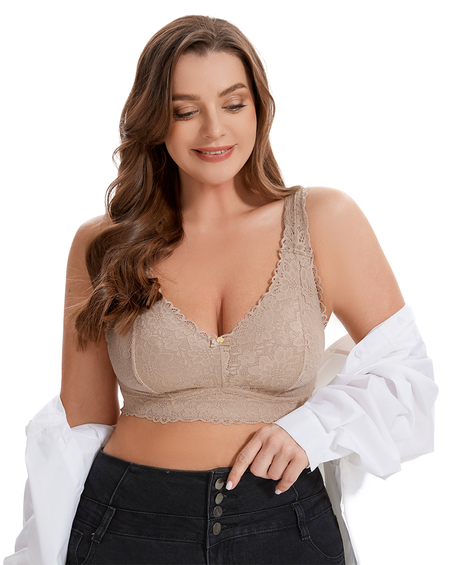 Losha Curvy Double Layered Lace Bralette – Beige
