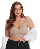 Losha Curvy Doppellagiges Bralette aus durchgehender Spitze – Beige