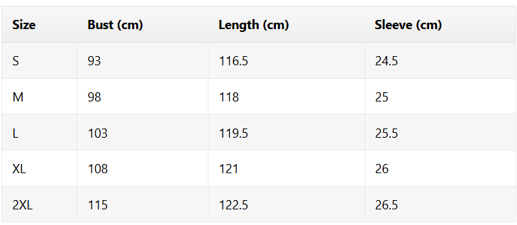 Size chart for Meli | Tie-sleeve casual dress 