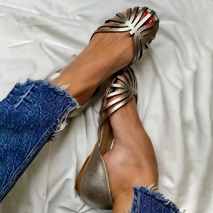 Selyra™ | Perforated Open Toe Ballerinas