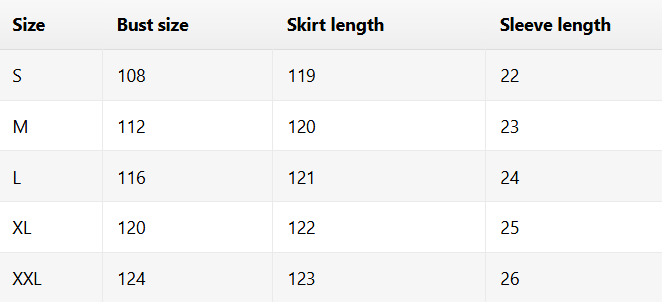 Size chart for Sharon | Comfortable Tummy Covering Dress