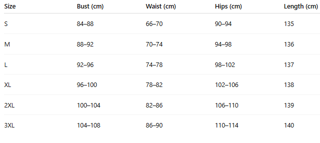 Size chart for Elettra™ | Refined summer dress