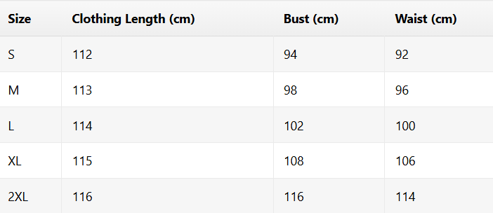 Size chart for Linda | Elegant Dress
