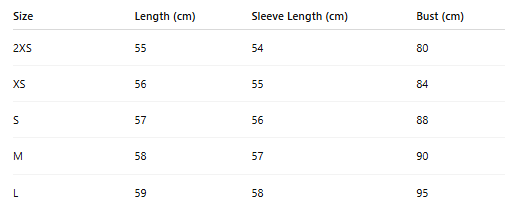Size chart for Anette™ | Elegant winter warming knit