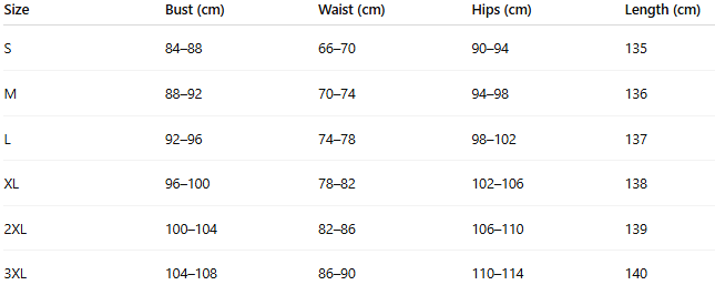 Size chart for Sold out