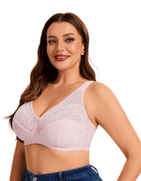 Plus Quattro Support Full-Coverage Wirefree Bra with Side Shaping Panels and Padded Straps - QUARTZ PINK
