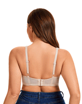 Plus Quattro Support Full-Coverage Wirefree Bra with Side Shaping Panels and Padded Straps - TOASTED ALMOND