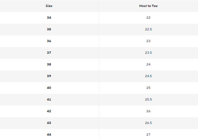 Size chart for Jelly – Orthopädische Stiefel