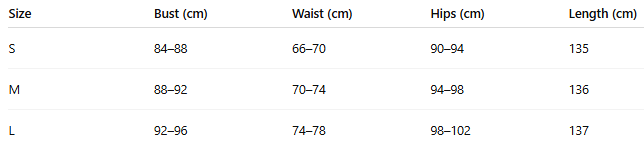 Size chart for Crocetta™ | Elegant neckline dress