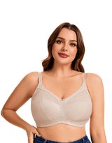 Plus Quattro Support Full-Coverage Wirefree Bra with Side Shaping Panels - TOASTED ALMOND