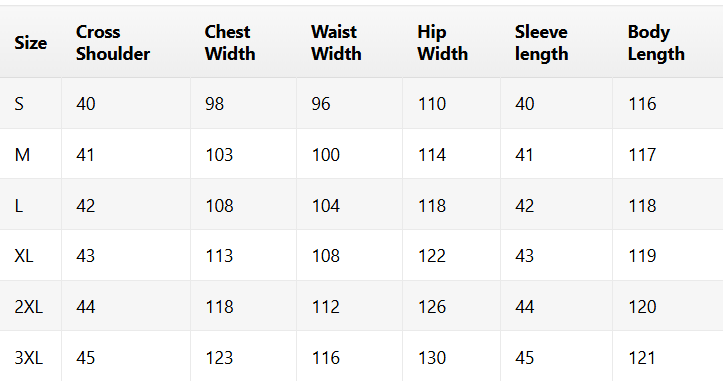Size chart for Miley | Cozy Elegant Dress