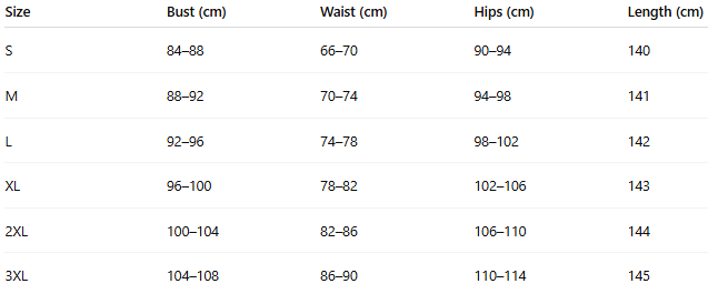 Size chart for Marisella™ | Floral Summer Dress