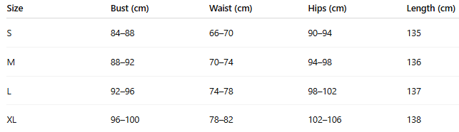 Size chart for Vivietta™ | Maxi Dress