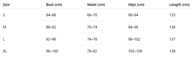 Size chart for Liselotte™ | Long V-neck dress 