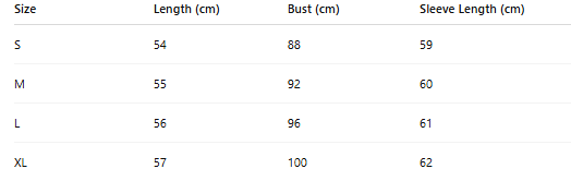 Size chart for Varisse™ | Timeless cashmere sweater