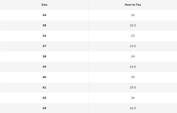 Size chart for Mila – Orthopädische Stiefel