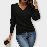 Soft Wrap-Style V-Neck Knit Top