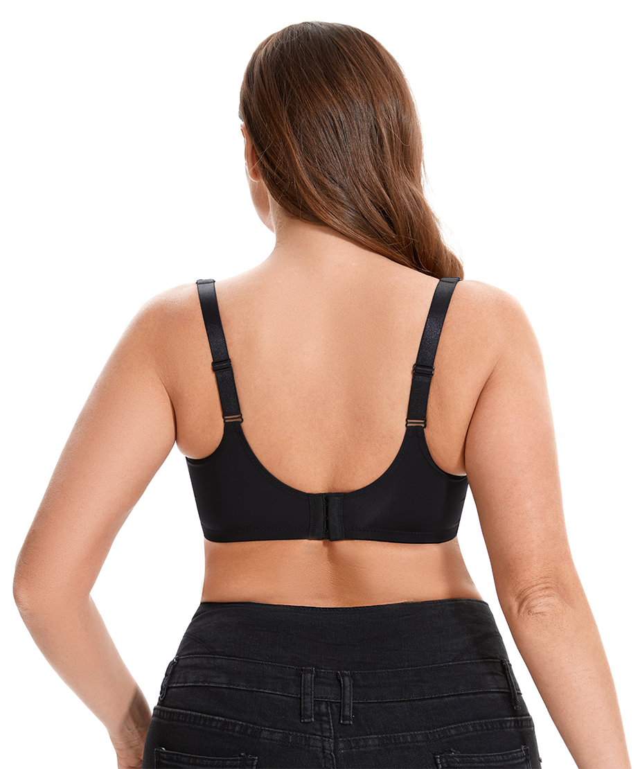 Losha Curvy Double Layer Minimizer Underwire Bra with Lace Detail – Black