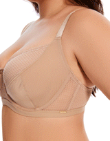 Losha Curvy Cut & Sew Spitzenausschnitt doppellagiger Bügel-BH – Hautfarbe