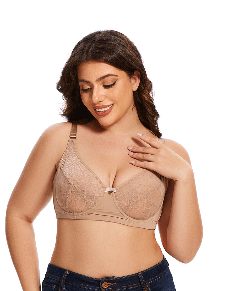 Losha Curvy Full Lace Cup Double Underwire Bra – Skin Tone