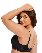 Losha Curvy Vollspitzen-Cup doppellagiger Bügel-BH – Schwarz