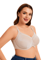 Plus Quattro Support Full-Coverage Wired Bra with Side Shaping Panels - TOASTED ALMOND